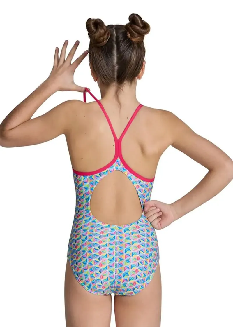 Arena Girls Starfish Lightdrop Back Swimsuit Freak Rose/White Multi-3